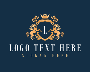 Horse - Equestrian Shield Horse logo design