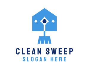 Sweeper - Janitor Sweeper Home Cleaning logo design