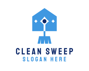 Janitor Sweeper Home Cleaning logo design