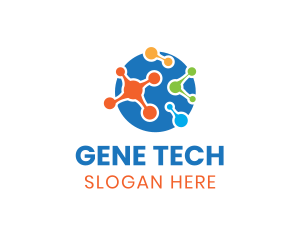 Gene - Multicolor Science Molecules logo design