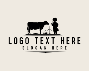 Livestock - Dairy Cow Farmer logo design