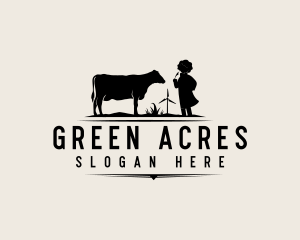 Farmer - Dairy Cow Farmer logo design