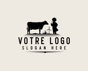 Agriculture - Dairy Cow Farmer logo design