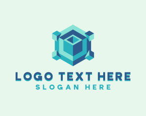 Geometric - Isometric Cube Tech logo design