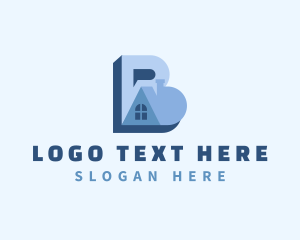 Town House - Blue Housing Letter B logo design