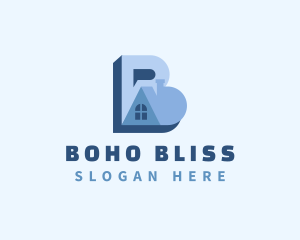 Blue Housing Letter B logo design