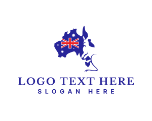 Australian Flag - Australian Map Kangaroo logo design