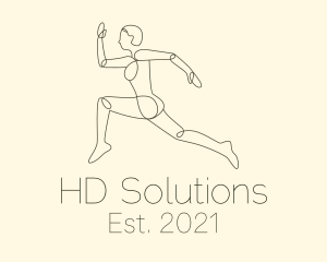 Human Runner Monoline logo design