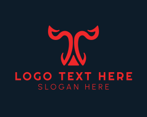 Text - Bull Head Letter T logo design