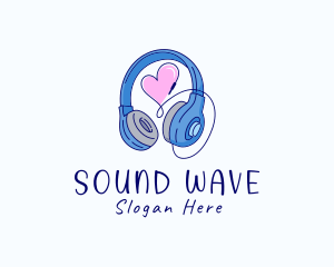 Headphone - Music Heart Headphone logo design