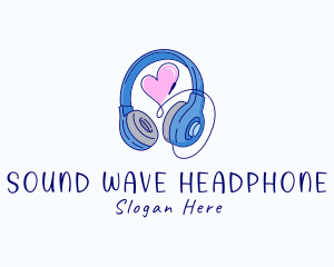 Headphone - Music Heart Headphone logo design