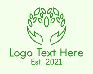 Social Welfare - Minimalist Leaf Hands logo design
