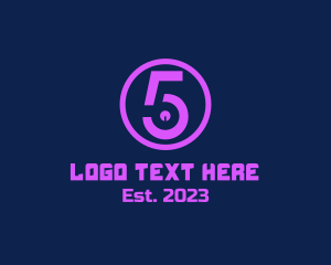 Number 5 - Turntable Number 5 logo design