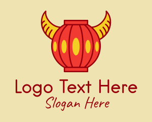 Bagua Mirror - Chinese Ox Horn Lantern logo design