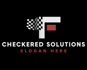 Checkered - Racing Flag Motorsports Letter F logo design