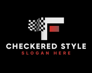 Checkered - Racing Flag Motorsports Letter F logo design