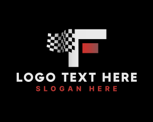 Checkered - Racing Flag Motorsports Letter F logo design