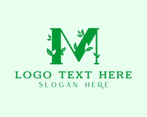 Fertilizer - Plant Seedling Letter M logo design