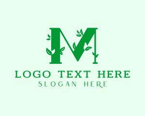 Leaves - Plant Seedling Letter M logo design