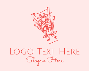 Dating - Orange Flower Bouquet logo design