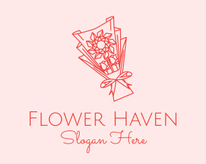 Orange Flower Bouquet logo design