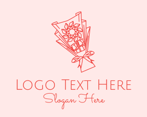 Online Dating Site - Orange Flower Bouquet logo design