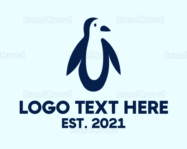 Blue Penguin Silhouette Logo