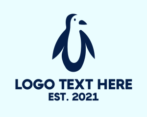 Antarctica - Blue Penguin Silhouette logo design