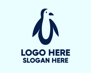 Blue Penguin Silhouette  Logo