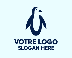 Blue Penguin Silhouette  Logo