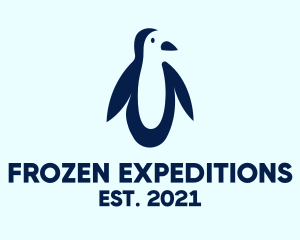 Antarctica - Blue Penguin Silhouette logo design