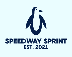 Theme Park - Blue Penguin Silhouette logo design