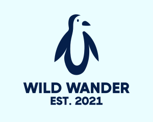 Blue Penguin Silhouette  logo design