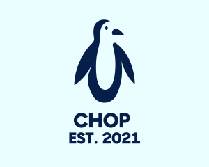 Antarctica - Blue Penguin Silhouette logo design