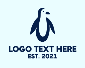 Zoo - Blue Penguin Silhouette logo design