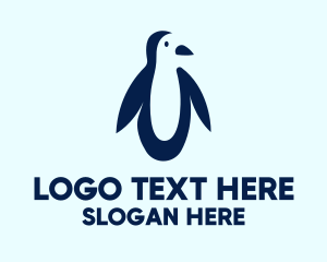 Blue Penguin Silhouette  Logo