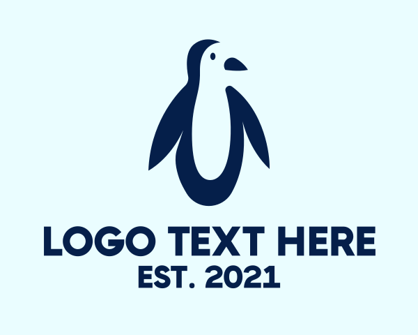 Avian - Blue Penguin Silhouette logo design