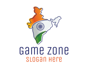 Indian Flag - Modern India Outline logo design