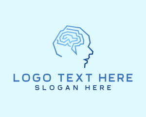 Think - Psychology Brain Head logo design