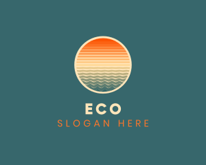 Ocean - Retro Sun Wave logo design