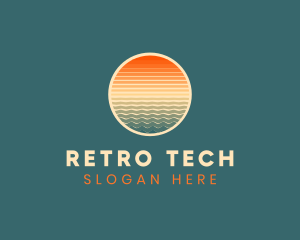 Retro Sun Wave  logo design