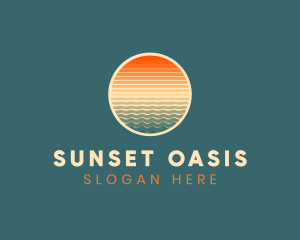 Retro Sun Wave  logo design