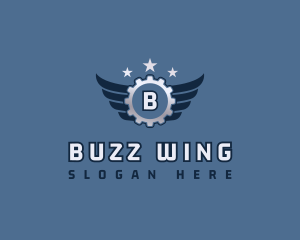 Industrial Cog Wings logo design