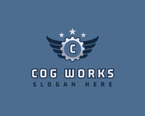 Industrial Cog Wings logo design