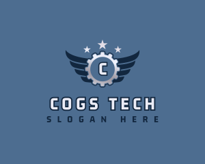 Industrial Cog Wings logo design