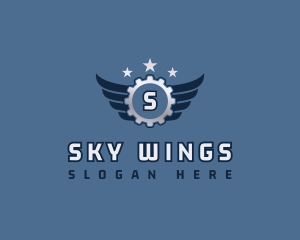 Industrial Cog Wings logo design