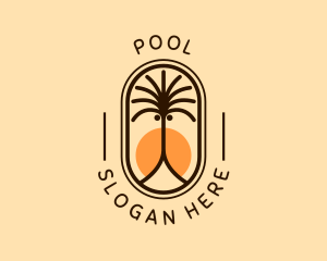 Palm Tree - Vacation Resort Coconut logo design
