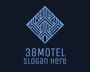 Blue Geometric Tile Hotel logo design