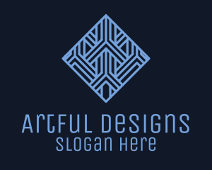 Blue Geometric Tile Hotel logo design