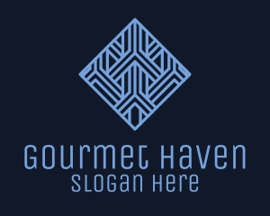 Blue Geometric Tile Hotel logo design